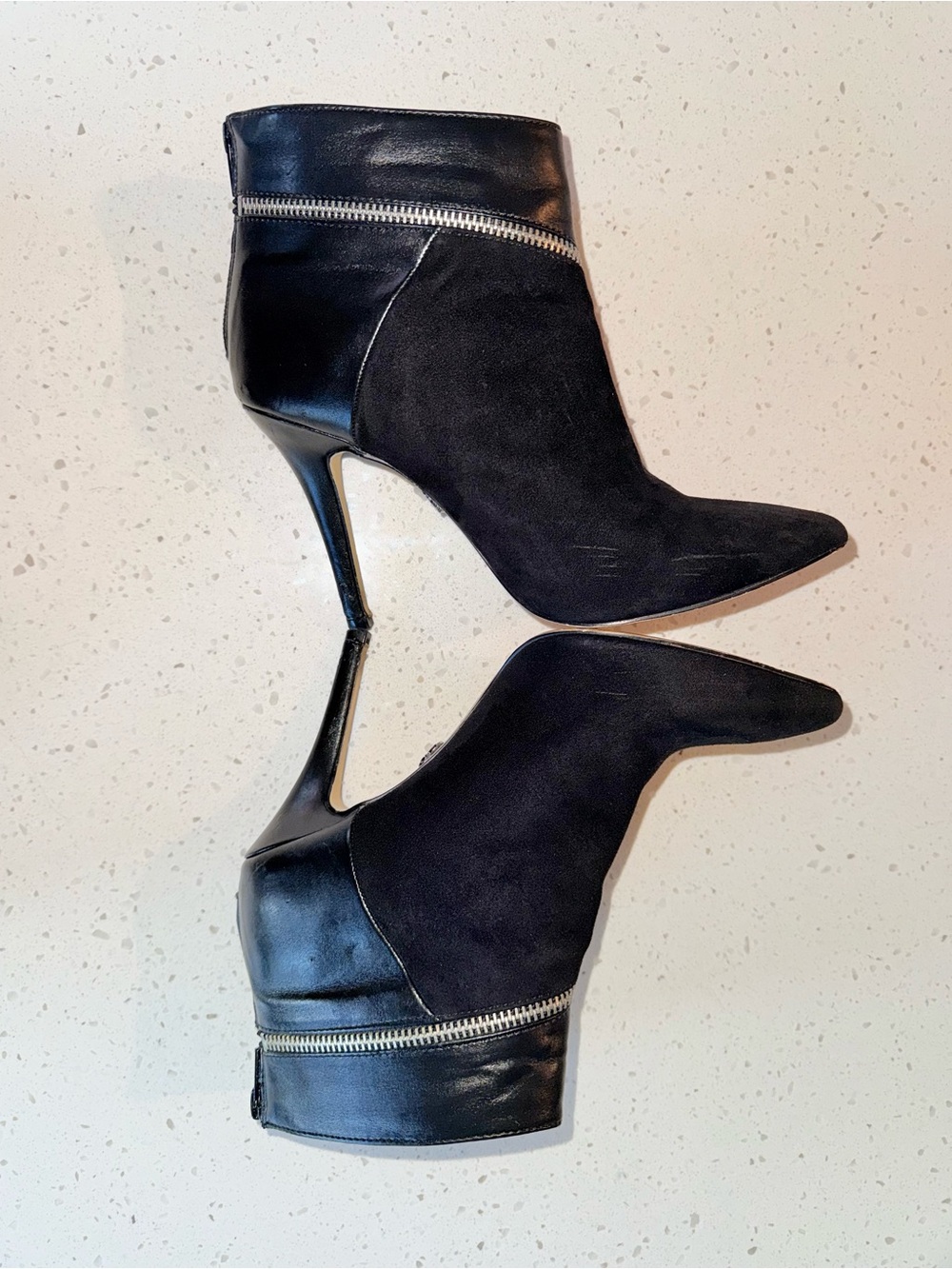 Rock & Republic Black Leather & Suede Zip-Accent Ankle Booties - Picture 5 of 13